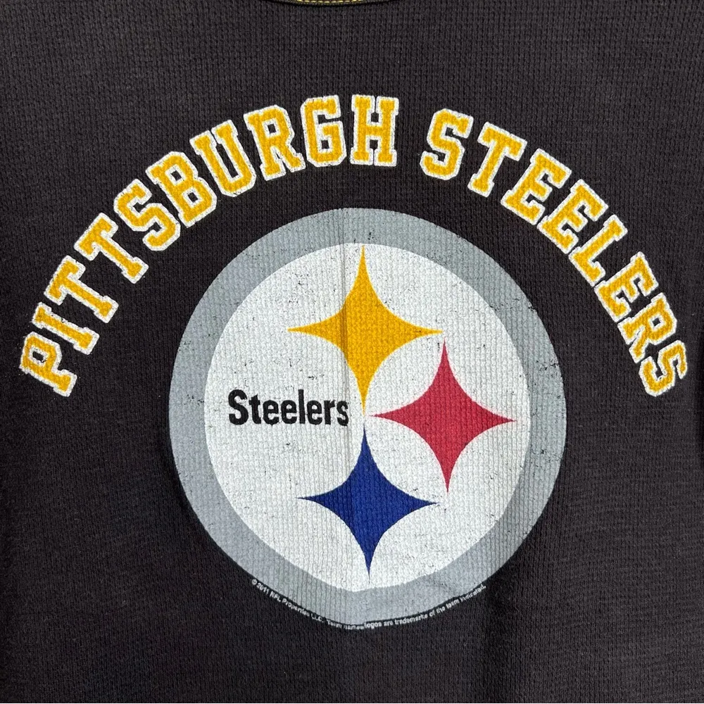 NFL Pittsburgh Steelers Thermal Long Sleeve Shirt Tight Fitting Medium Black - Image 2