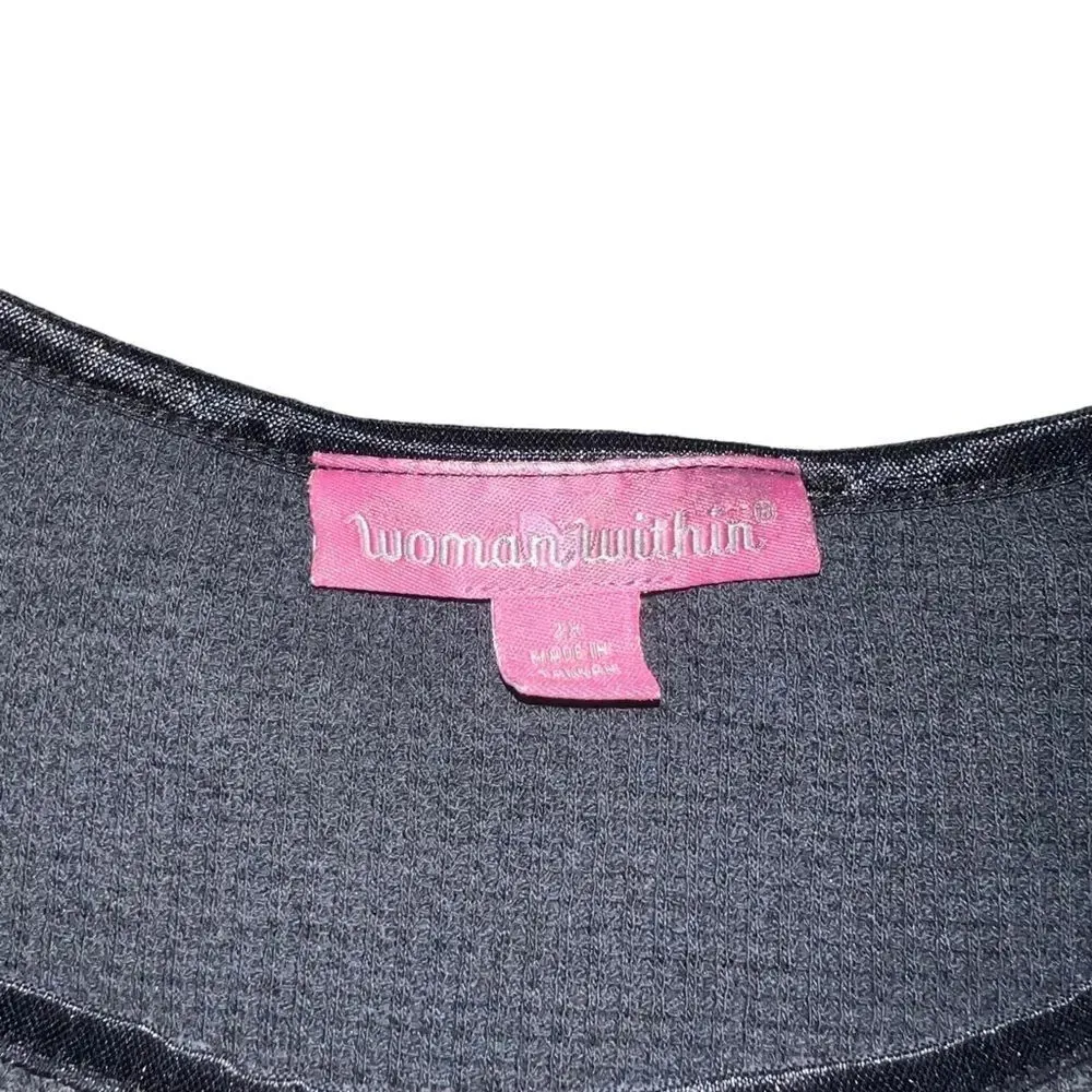 Woman Within Gray waffle Knit Tshirt Size 2X - Image 2