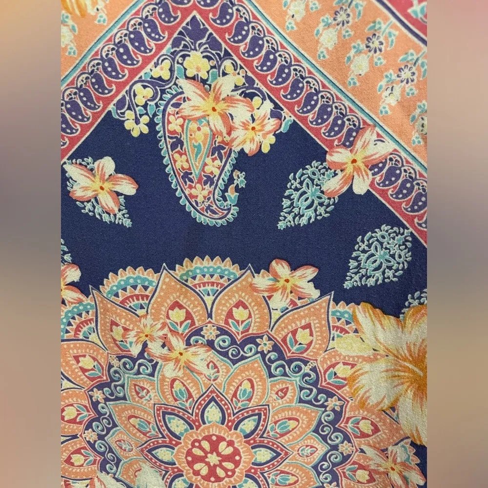 J Jill Top Womens Sleeveless Tank Paisley Handkerchief Hem Orange Size L - Image 4