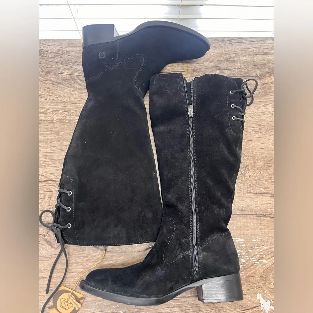 Born Cotto WIDE CALF Black Suede‎ Knee High Boot size 6.5 wide calf - Image 3