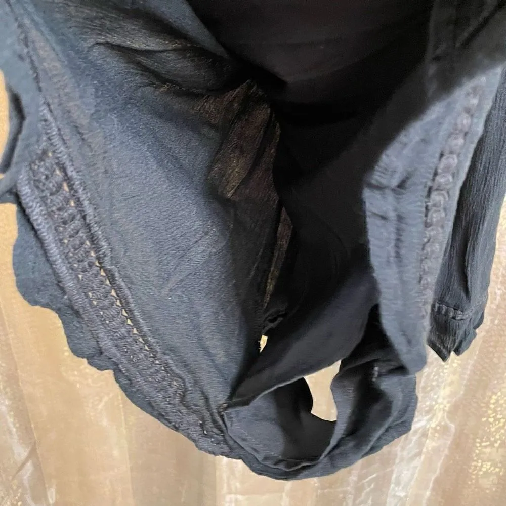 Abercrombie & Fitch Womens Small Black Wrap Lace Detail Romper One Piece Pockets - Image 4