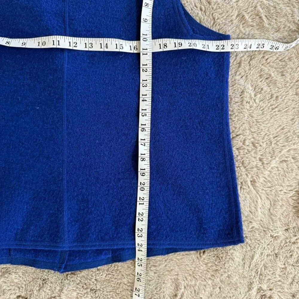 Vtg 90s Norm Thompson Royal BLUE 100% WOOL VEST Sweater Sz L/P 1 Button Collared - Image 8