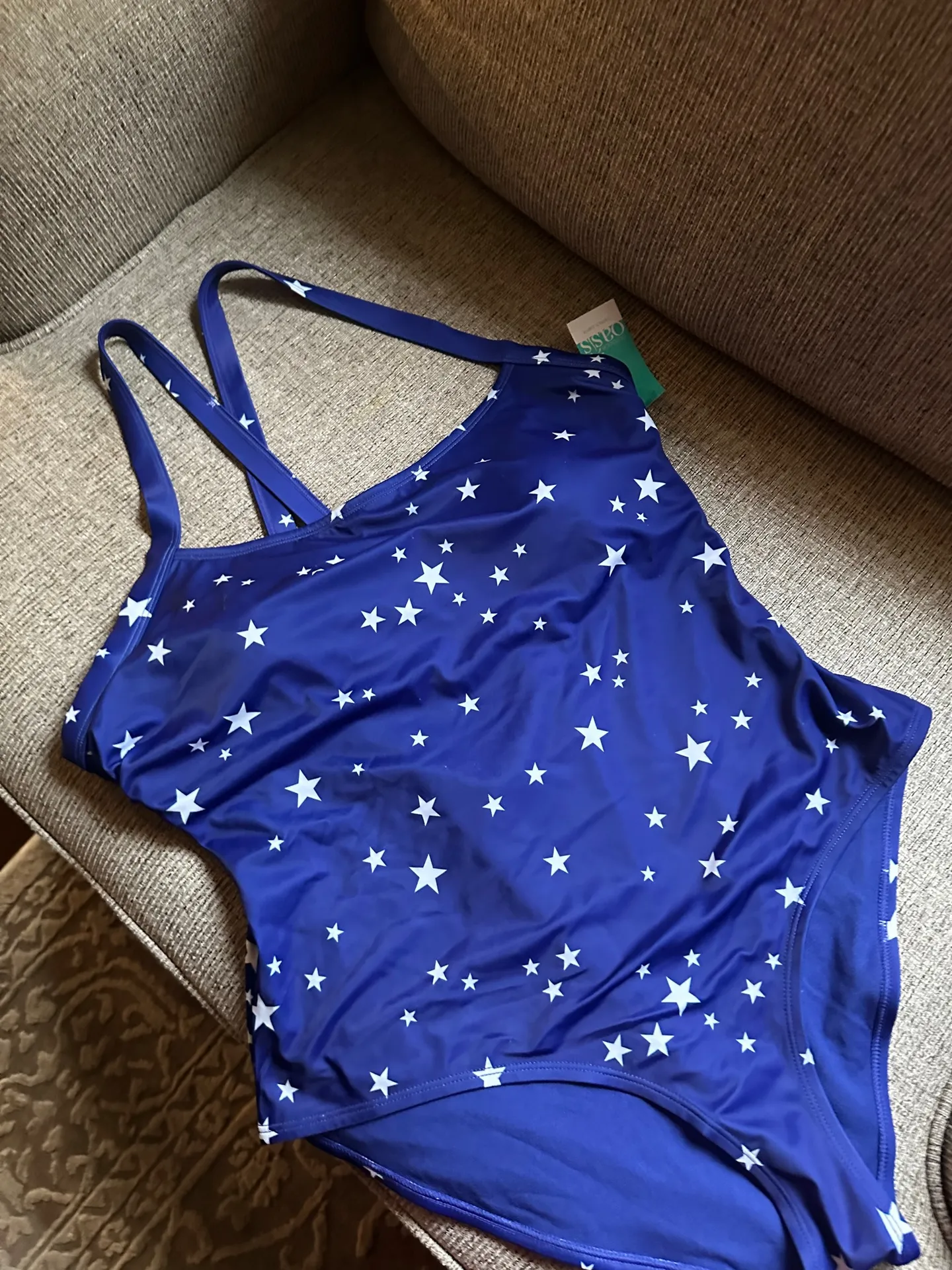 NWT Women's Blue & White Star Oasis One Piece Bathing - Image 2