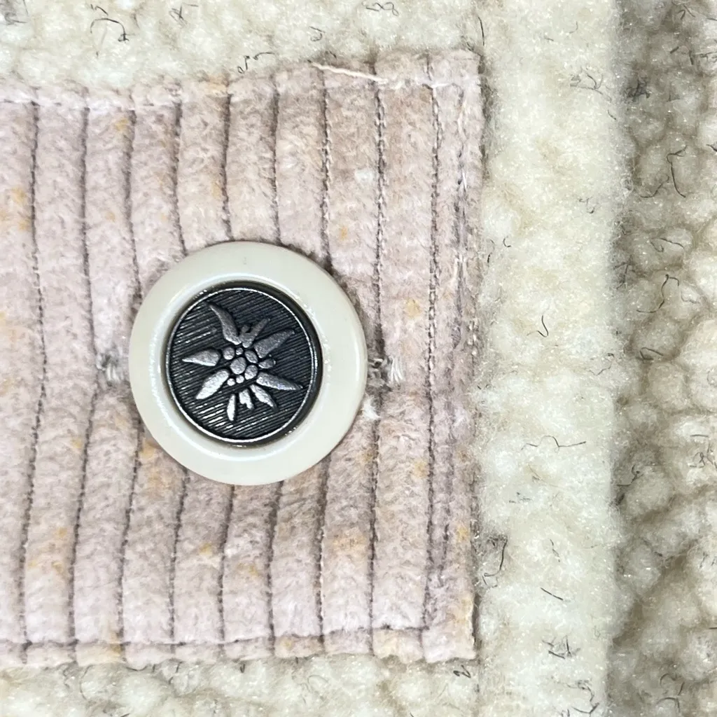 Cozy Sherpa Reversible Jacket W/Corduroy Trim Womens Petite LG Cream & Tan NEW - Image 4