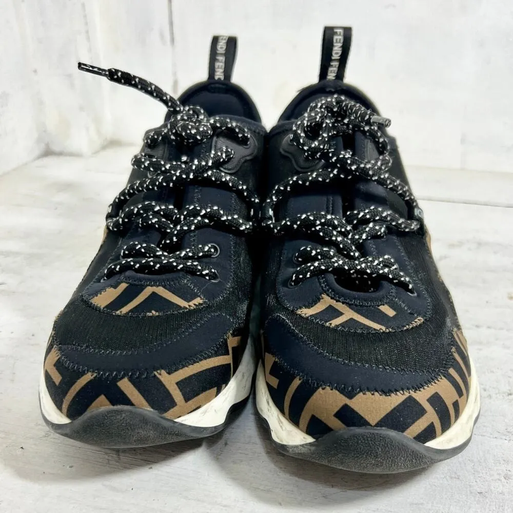 Fendi FF Freedom Patchwork Low Top Technical Mesh Sneakers Black Tobacco 39 / 9 - Image 7