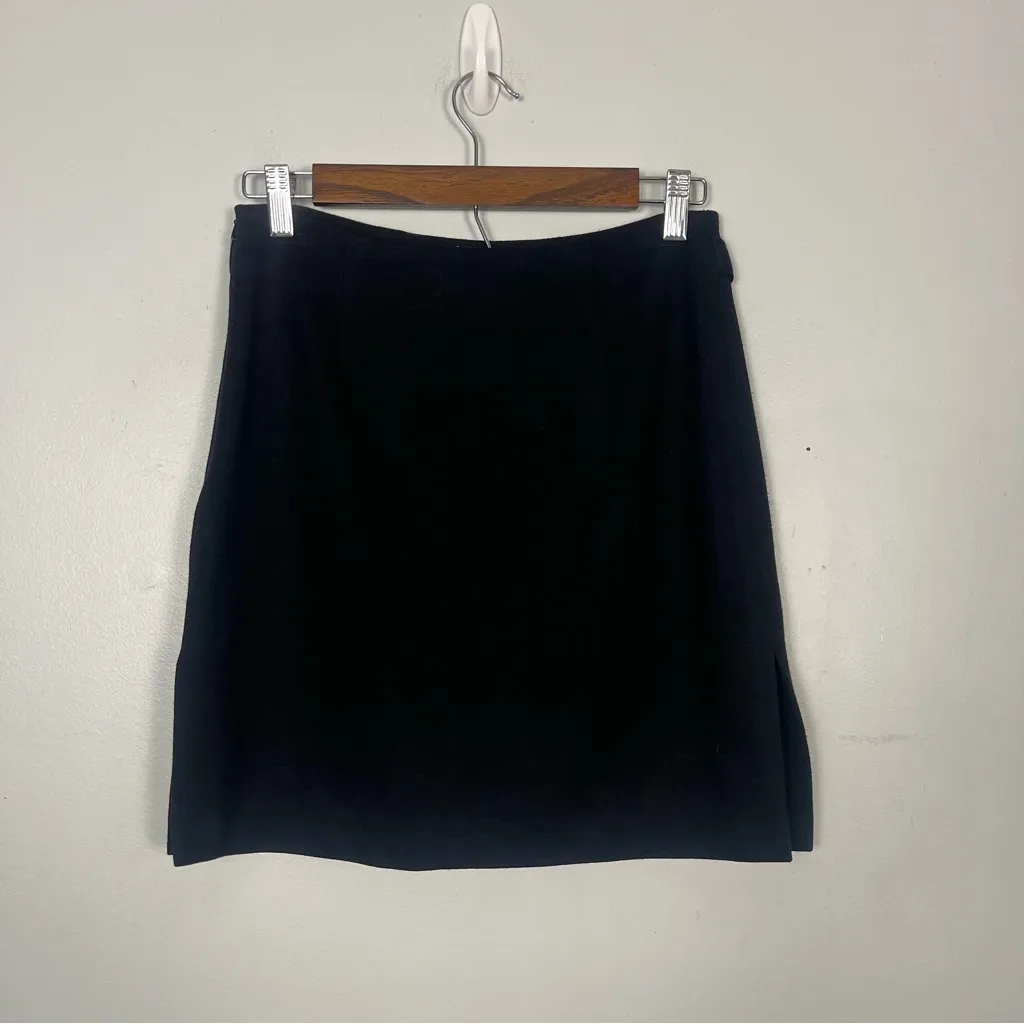 Vintage cache black mini skirt with silver chain belt size 4 90s office siren - Image 3