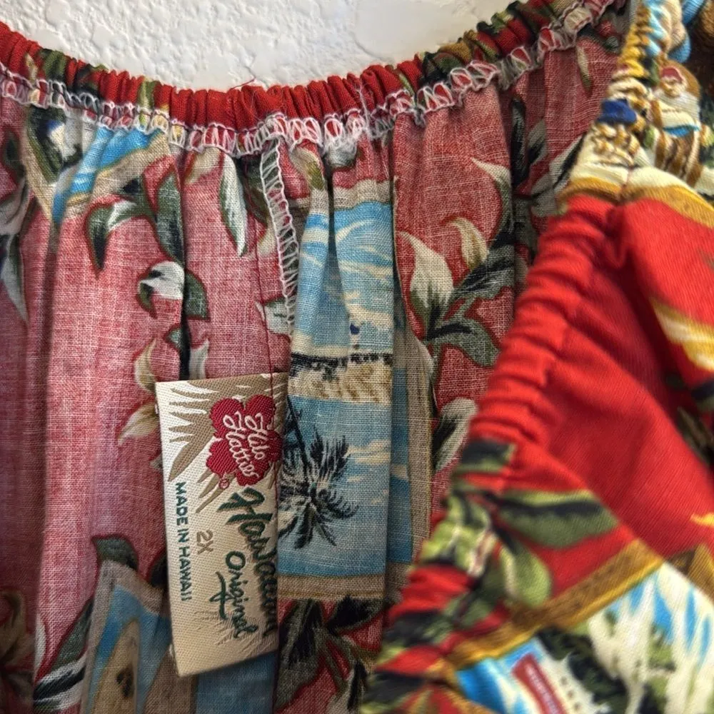 Hilo Hattie vintage cruise print Hawaiian dress Red Size 2X - Image 4