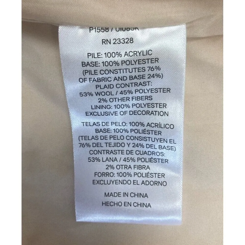 *PENDLETON Jacket Womens Medium Sherpa Fleece Full Zip Plaid Lining Fuzzy Coat - Image 6