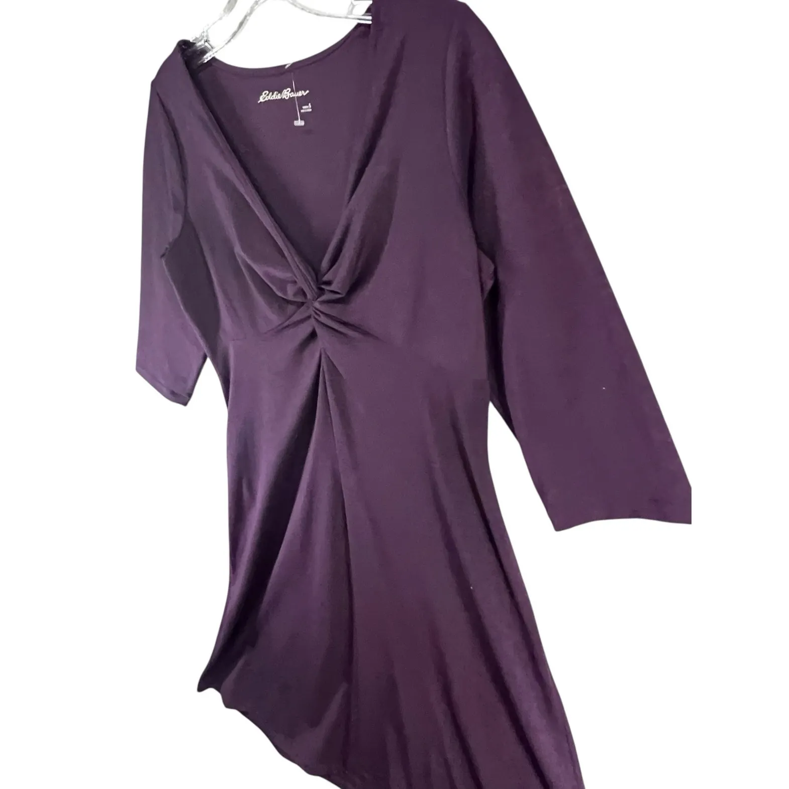 Eddie Bauer Travex Midi Dress Women S Purple Twist Knot Outdoor UPF50+ Fit Flare - Image 3