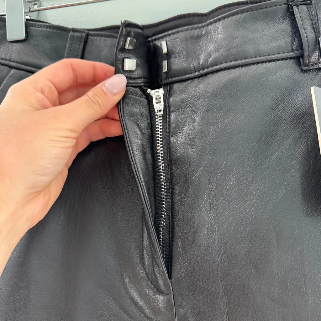 Aritzia Babaton Command Cropped Pant Vegan Leather NWT Black - Image 8