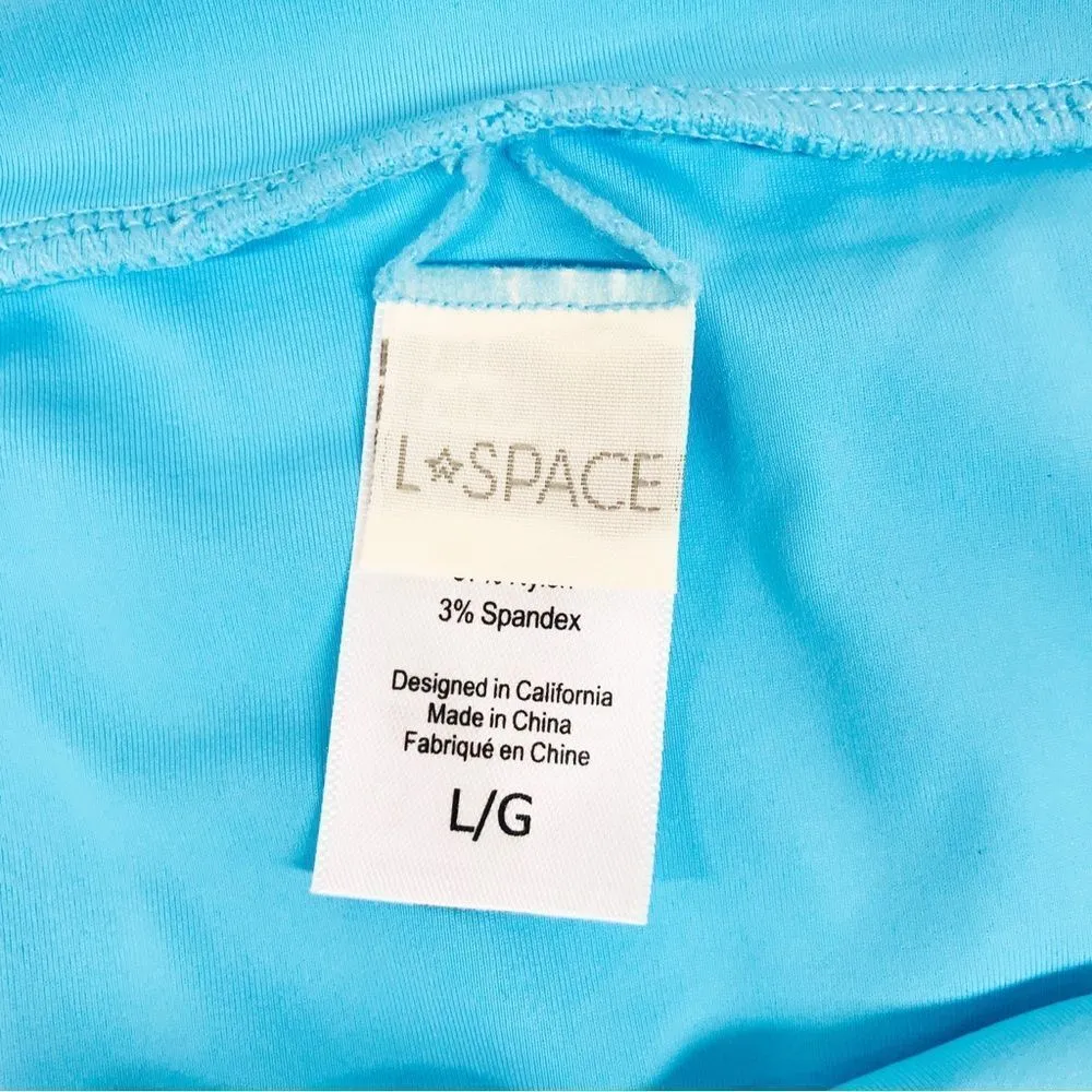 New L*SPACE Frenchi Bottom‎ Bitsy Cut High Waist Bikini Ribbed Aqua Blue Large - Image 8