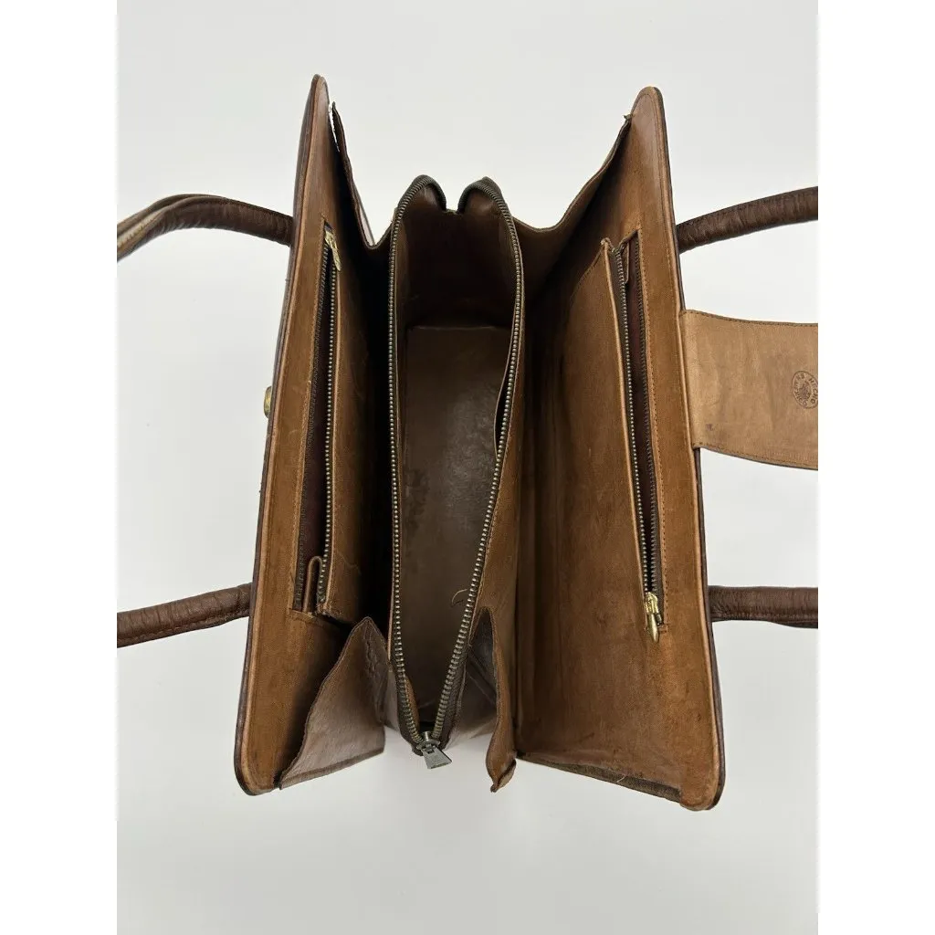 Vtg Aztec Hand Tooled Large Leather Purse Mayan Calendar/Bull FightChief Satchel - Image 4