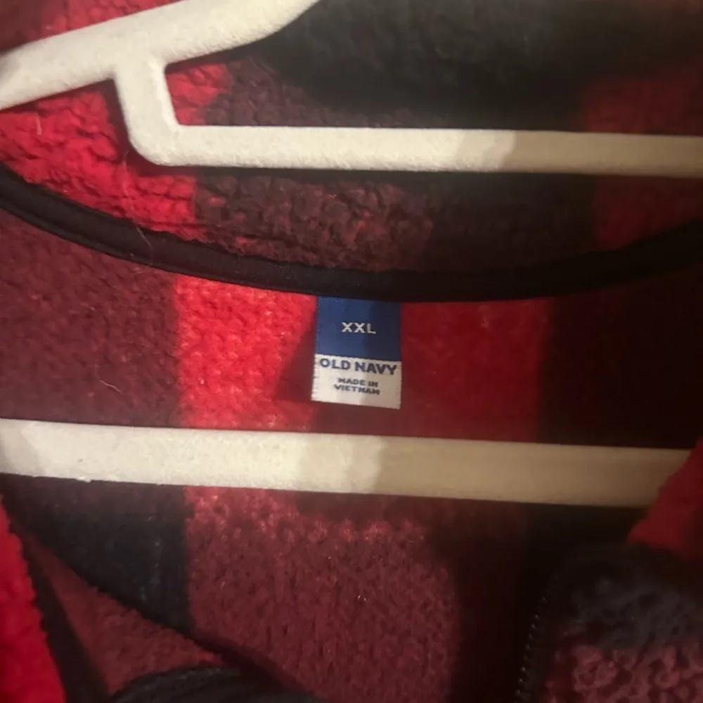 Red Black Plaid 1/4 Zip Sherpa Pullover - Image 4