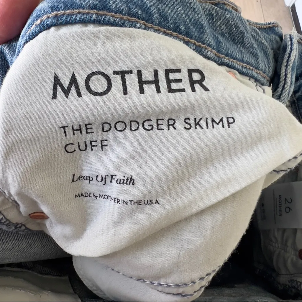 NWOT MOTHER The Dodger Skimp High Waist Cuffed Hem Wide Leg Jeans Leap of Faith Blue Size 26 - Image 9