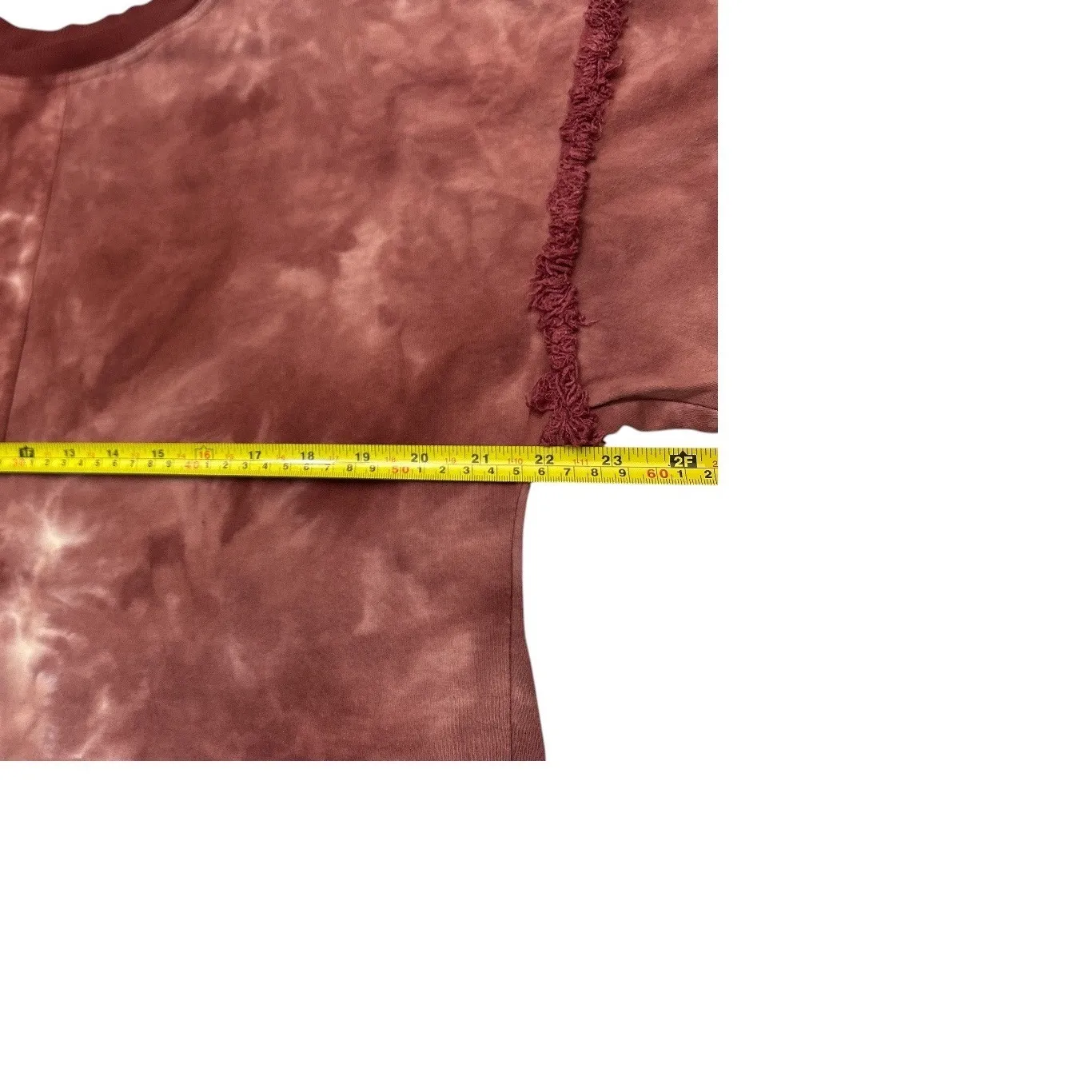 Umgee Tie Dye Distressed Frayed Hem Long Sleeve Sweatshirt Top Womens M - Image 6