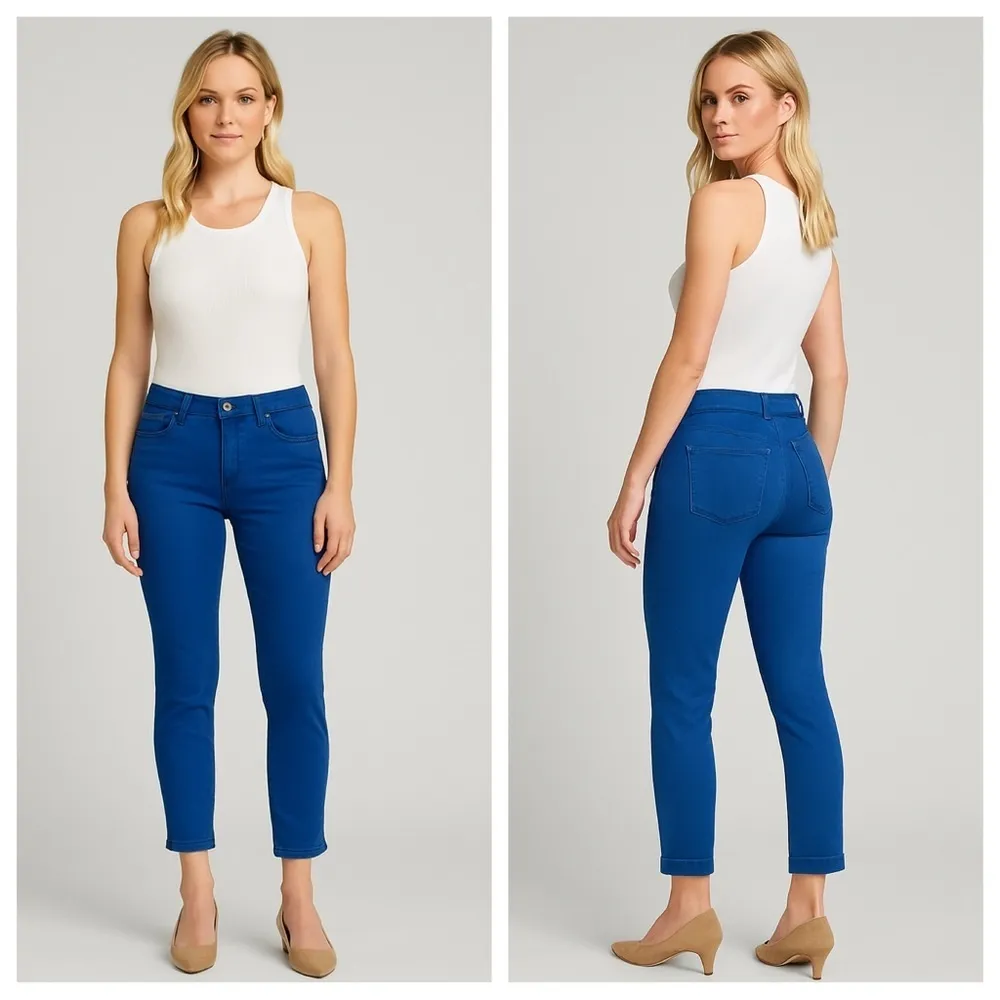 Stella McCartney Y2K low rise cerulean blue slim stretch ankle jeans, size 32 - Image 2