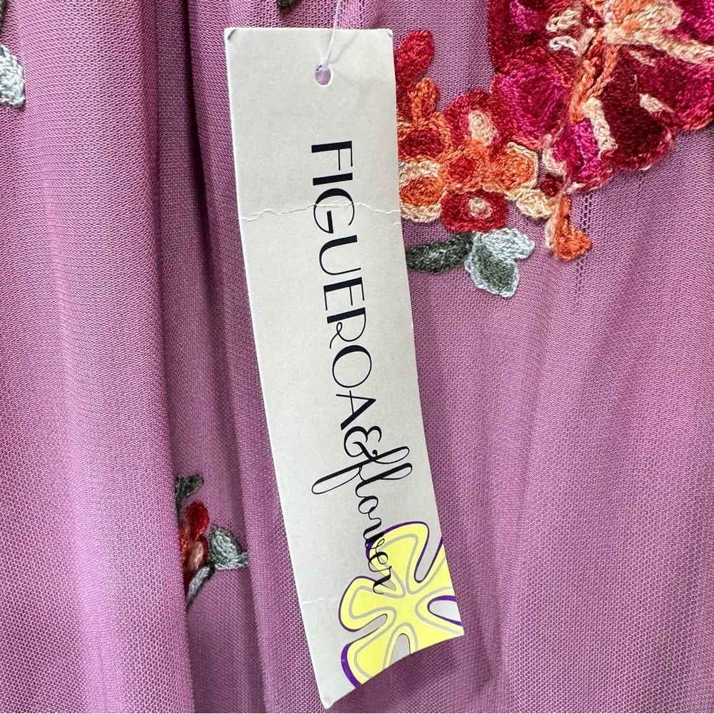 Mauve Embroidered Flower Sheer Overlay Ruffle Midi Dress by Figueroa & Flower Pink Size M - Image 12