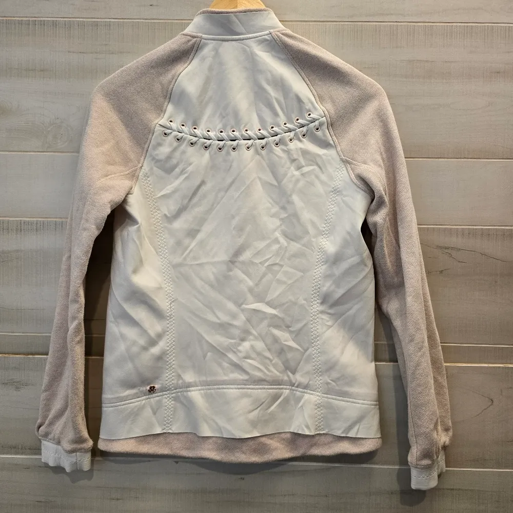 {4} Lululemon Var-City Bomber Jacket White Heathered Naked Butter Pink - Image 4