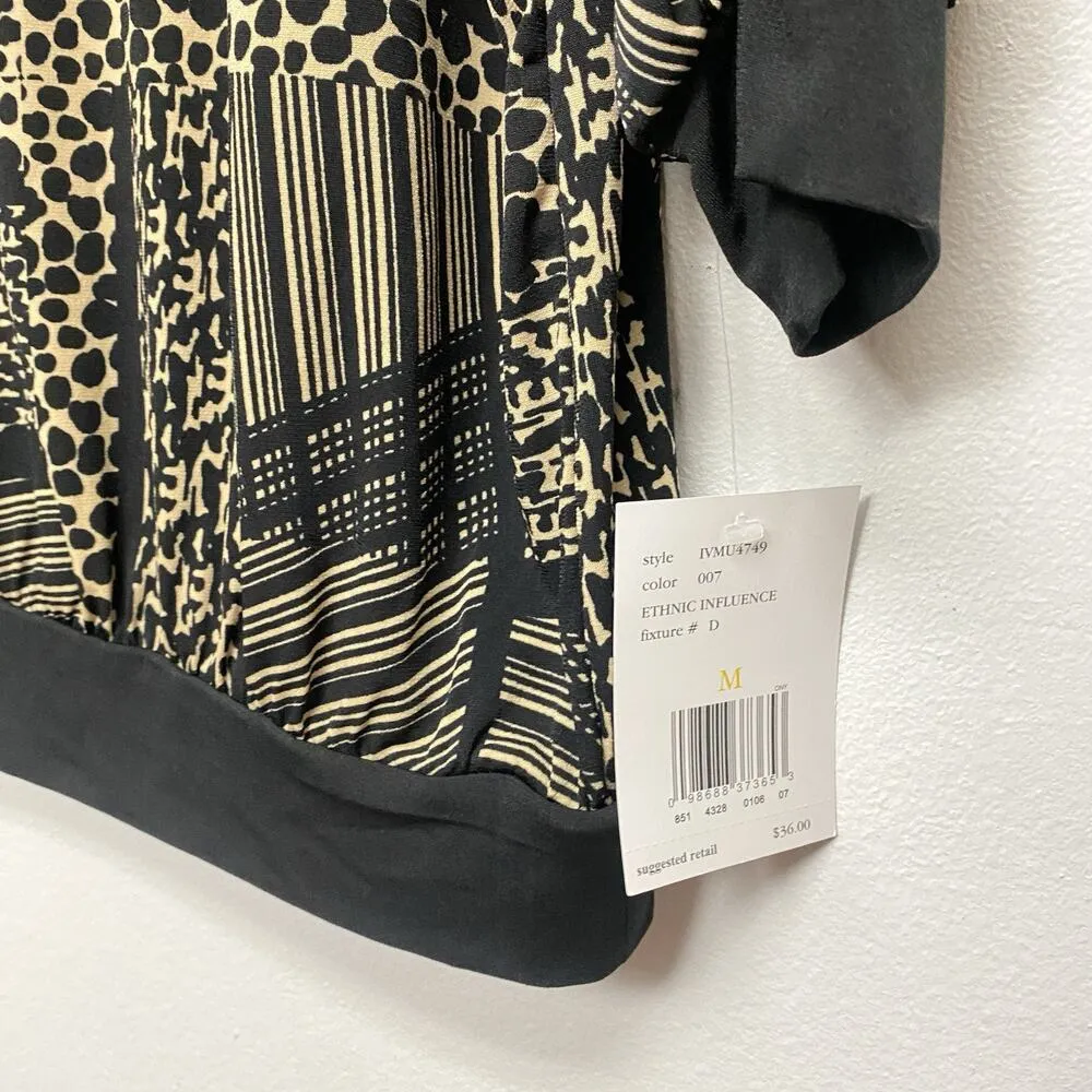 Liz & Co Women’s Medium Top Blouse Geometric 3/4 Dolman Sleeve Art To Wear Artsy - Image 2