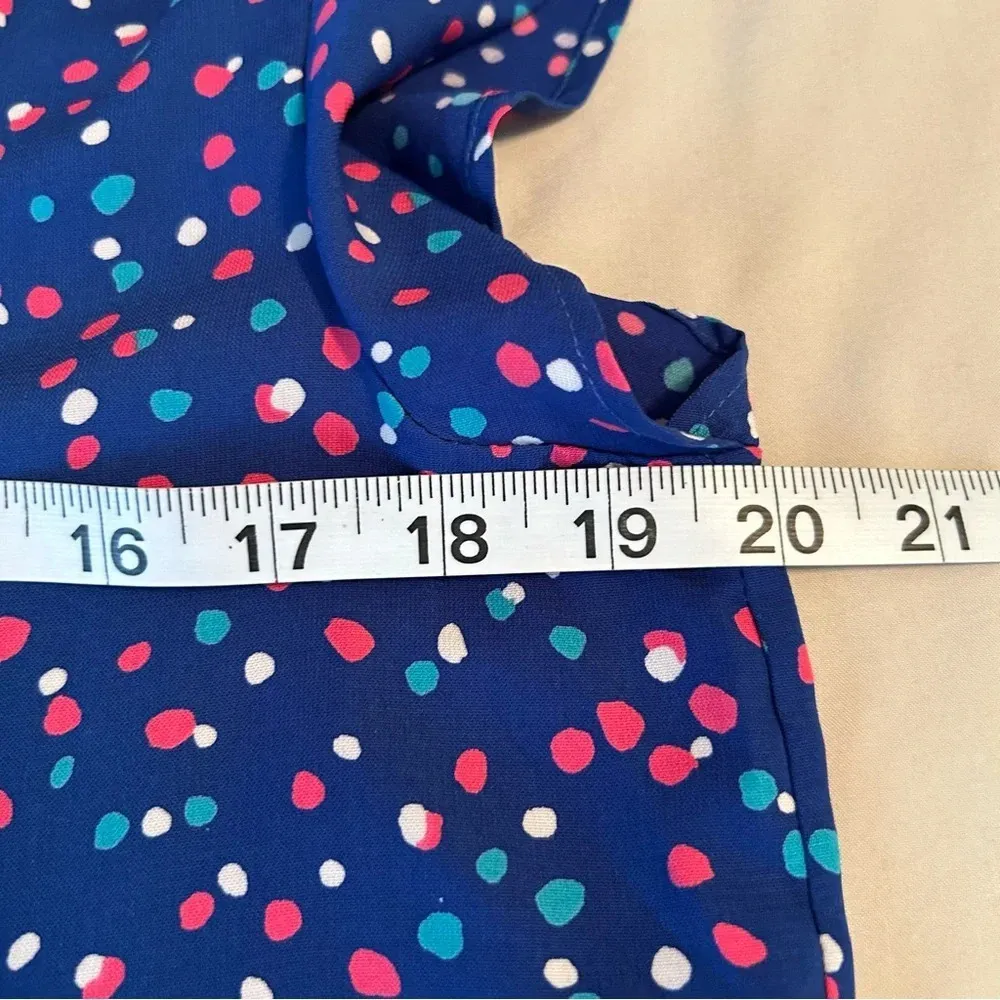 Andree by Unit Blue Pink Polka Dot Ruffle Cap Sleeve Women’s S Flowy Lightweight - Image 8