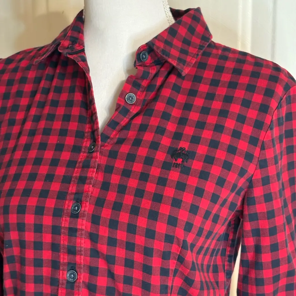 Brooks Brothers Red and Black Checkered Button Down Shirt size 2 - Image 2