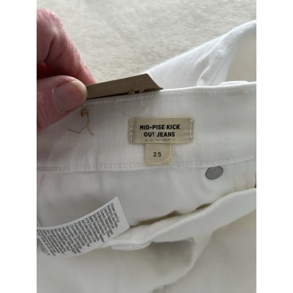 Madewell Mid Rise Kick Out Ankle Length Jeans Pure White Womens Size 25 - Image 14