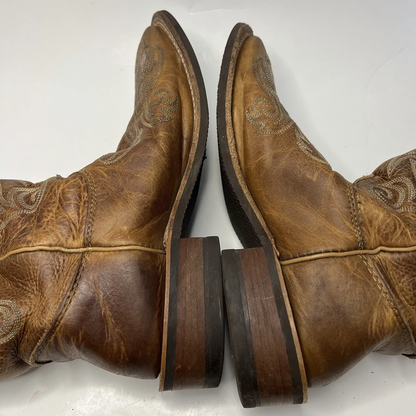 Justin Womens Sz 6.5 B Bent Rail Llano Stitched Leather Square Toe Western Boots - Image 14
