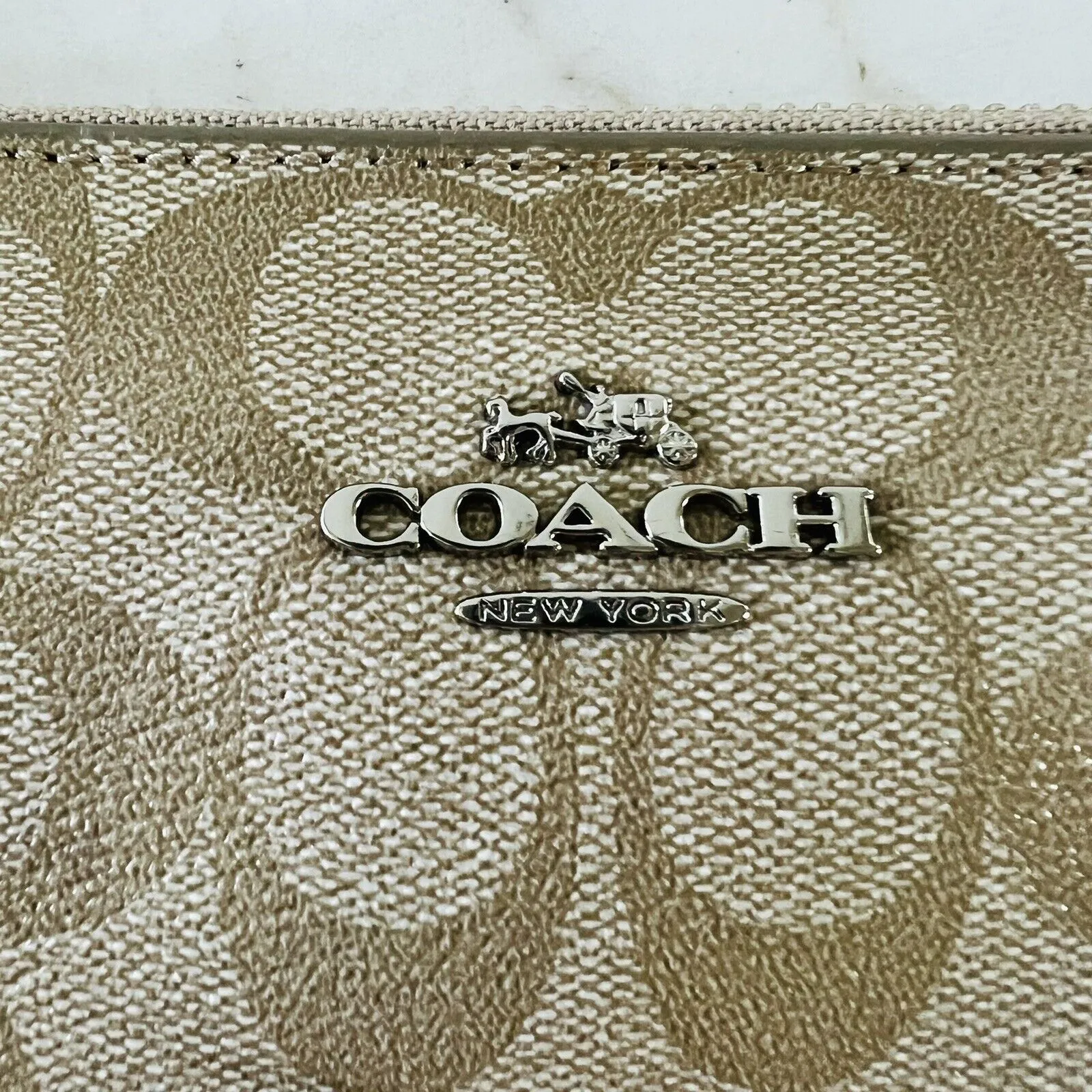 COACH Light Khaki Petal Signature Canvas Messenger Crossbody Bag - Image 3