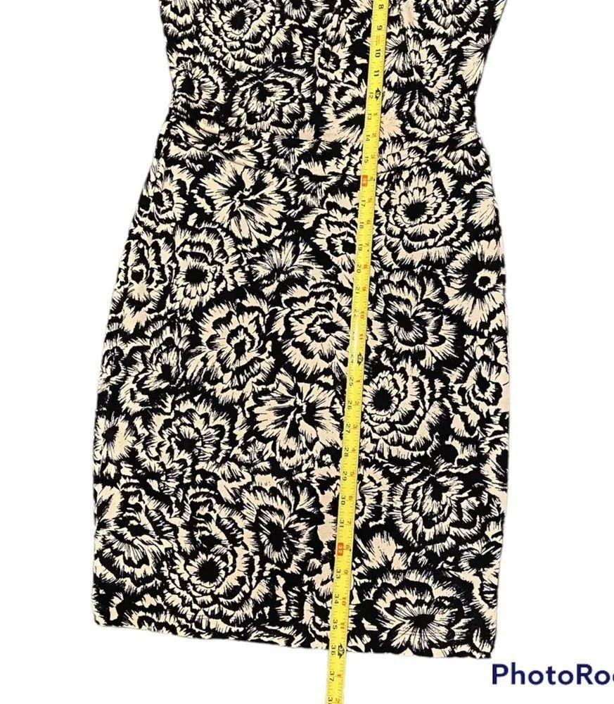 Ann Taylor black & cream colored drop waist floral tunic dress-Size Small - Image 10