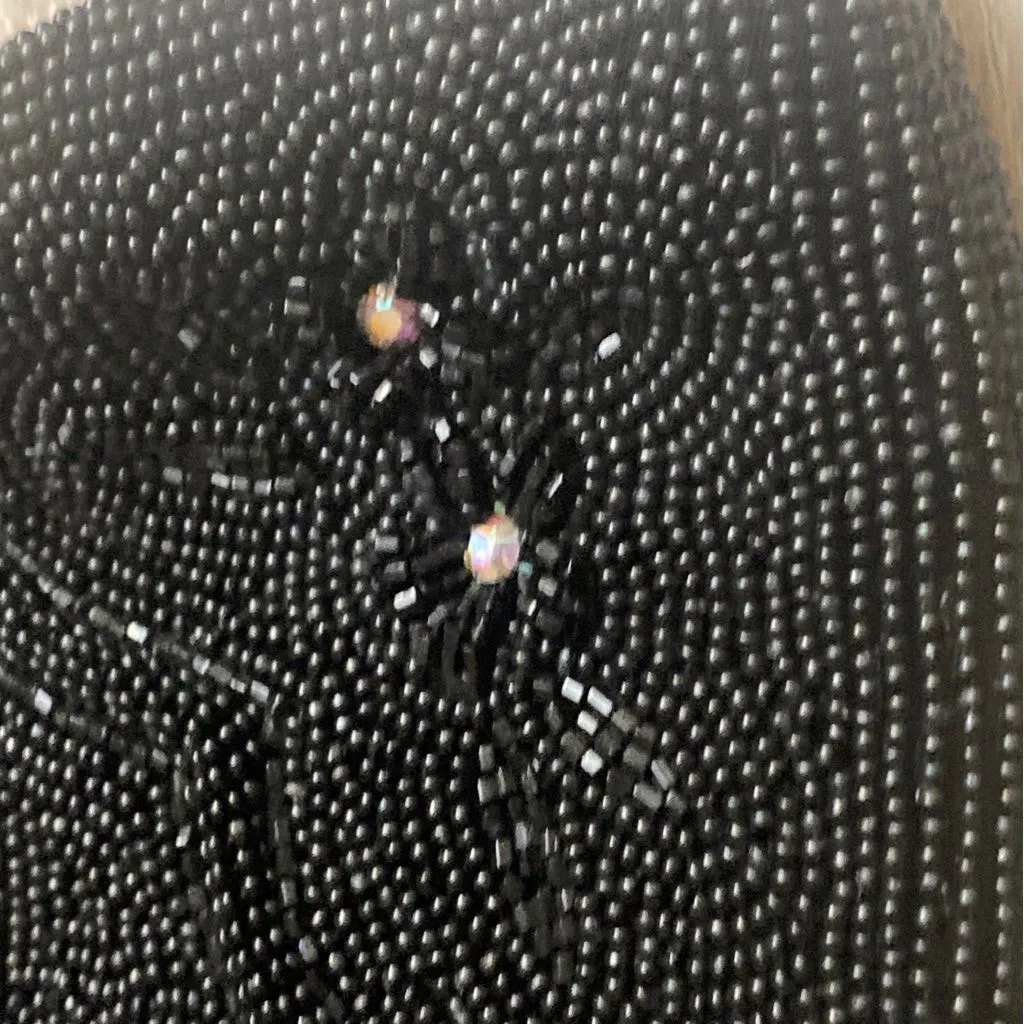 Vintage DeLill Black Beaded Evening Bag Gold Crown Clasp Luxury Elegant Glam - Image 3