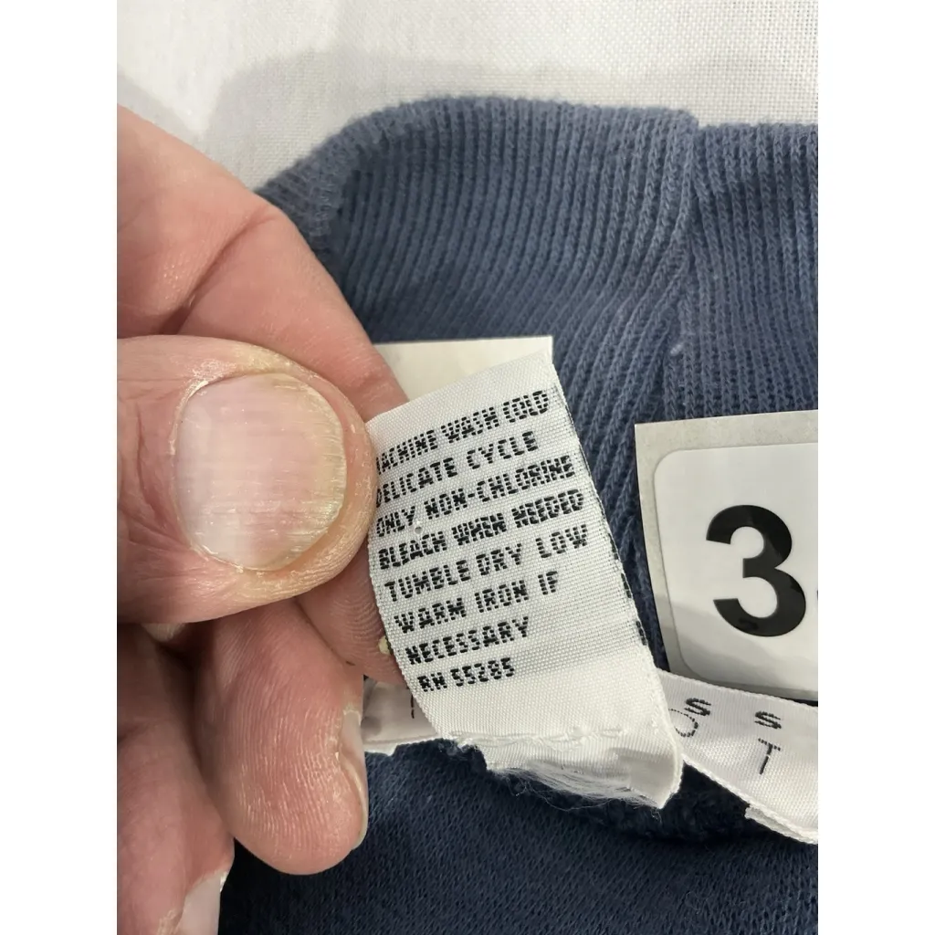 Womans Express Tricot Large Blue Turtle Neck Long Sleeve Pullover Top - Image 4