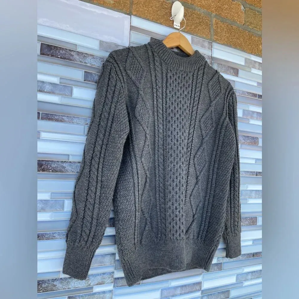 Marc Jacobs  Aran Charcoal Chunky Cable Knit Wool Sweater Pullover small - Image 5