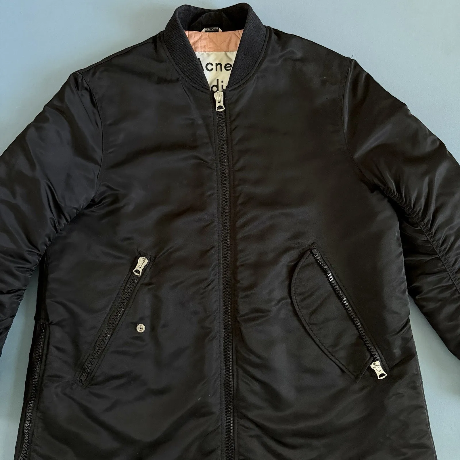 Acne Studios Coos Paw17 Black Long Bomber Jacket Size M - Image 6