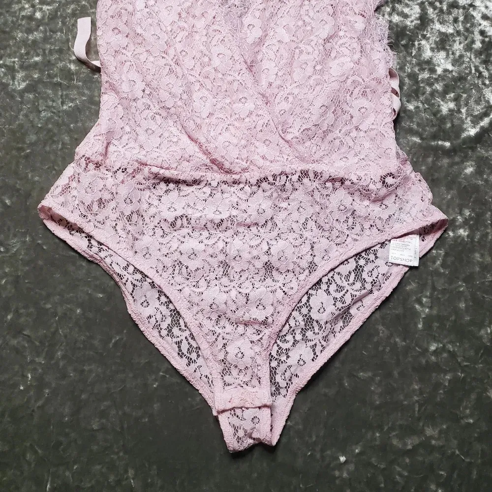 Topshop Pink Lace Bodysuit - Image 4
