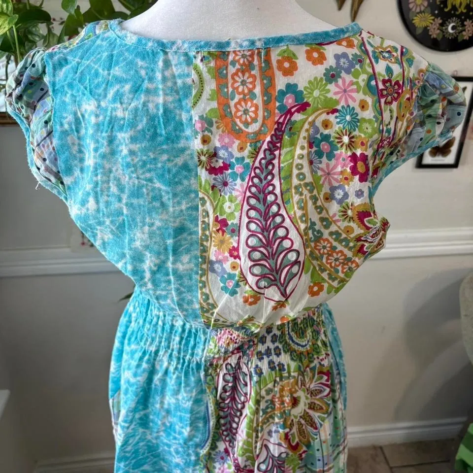 Vintage Y2K Patchwork‎ Slip Dress Paisley Artsy Babydoll Bohemian Groovy Size M Size M - Image 4