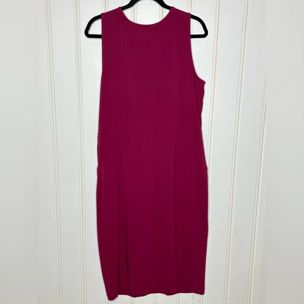Betabrand Drape Sleeveless Faux Wrap Tie Dress In Plum XL 609 - Image 4