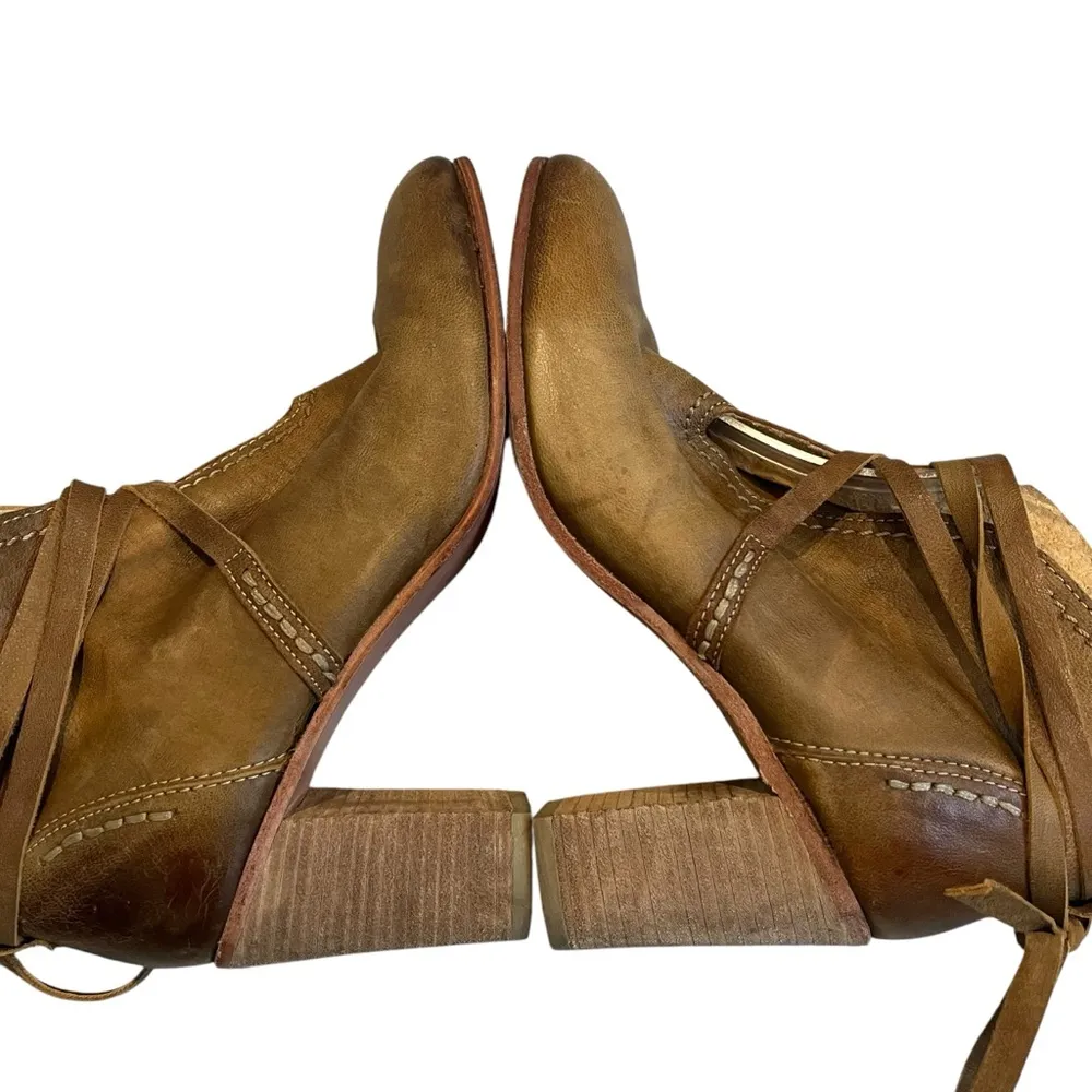 Free People Wrap Around Heel Bootie Leather Taupe - Image 10