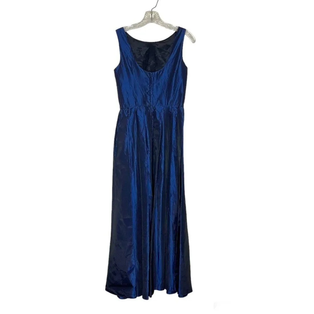 SCOTT McCLINTOCK Gown Long Maxi Dress Formal Embroidered Sleeveless Blue Size 6 - Image 5