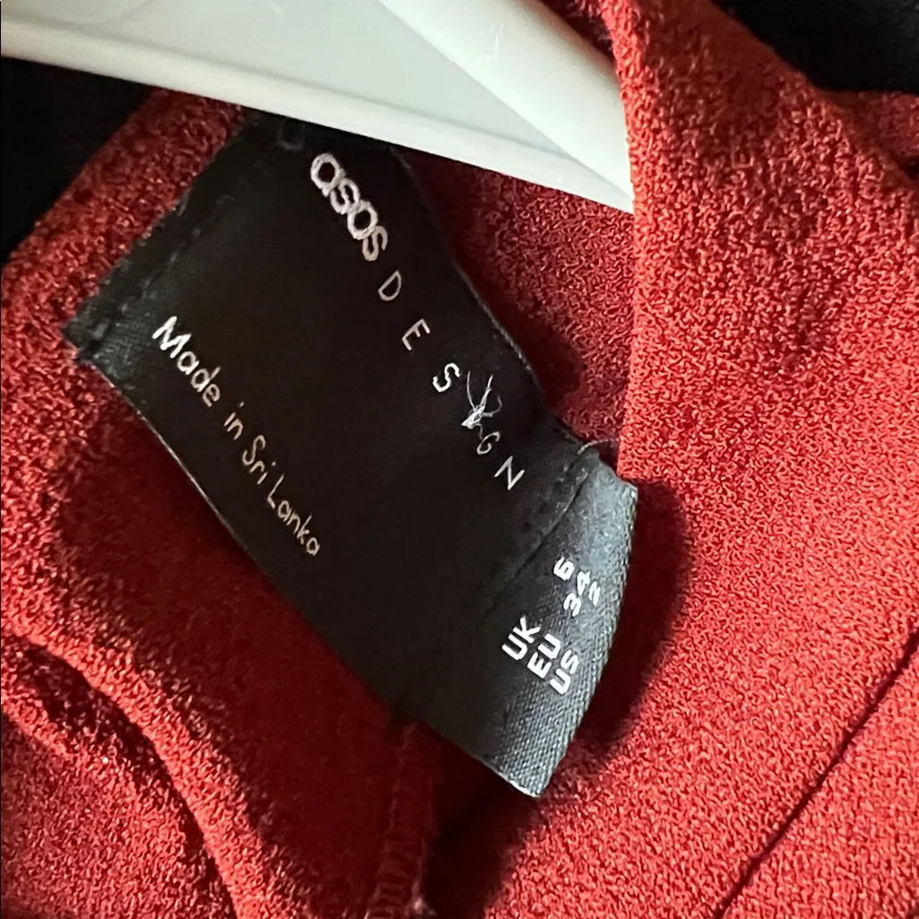 ASOS Burnt Orange Tie Waist Dress US 2 - Image 3