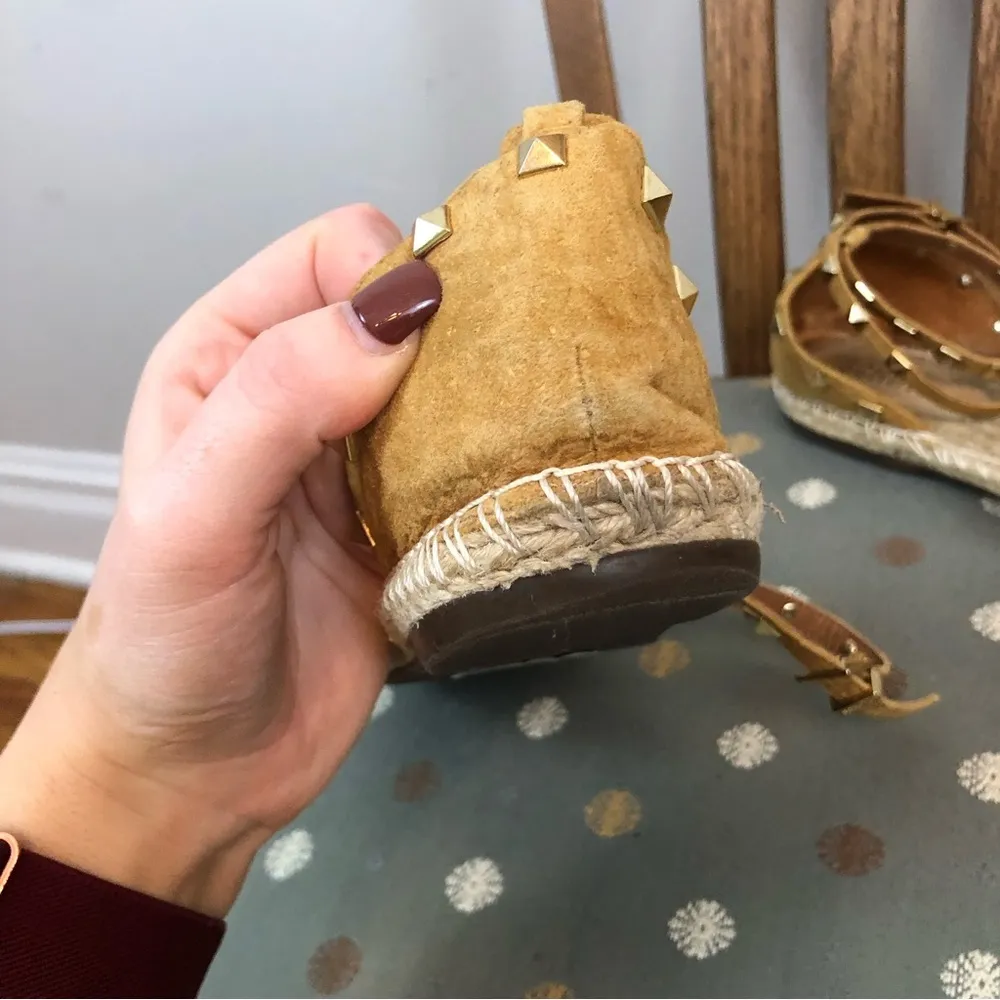 Schutz | Studded Suede Leather Espadrille Ankle Wrap Flat Sandals Size 8 - Image 8