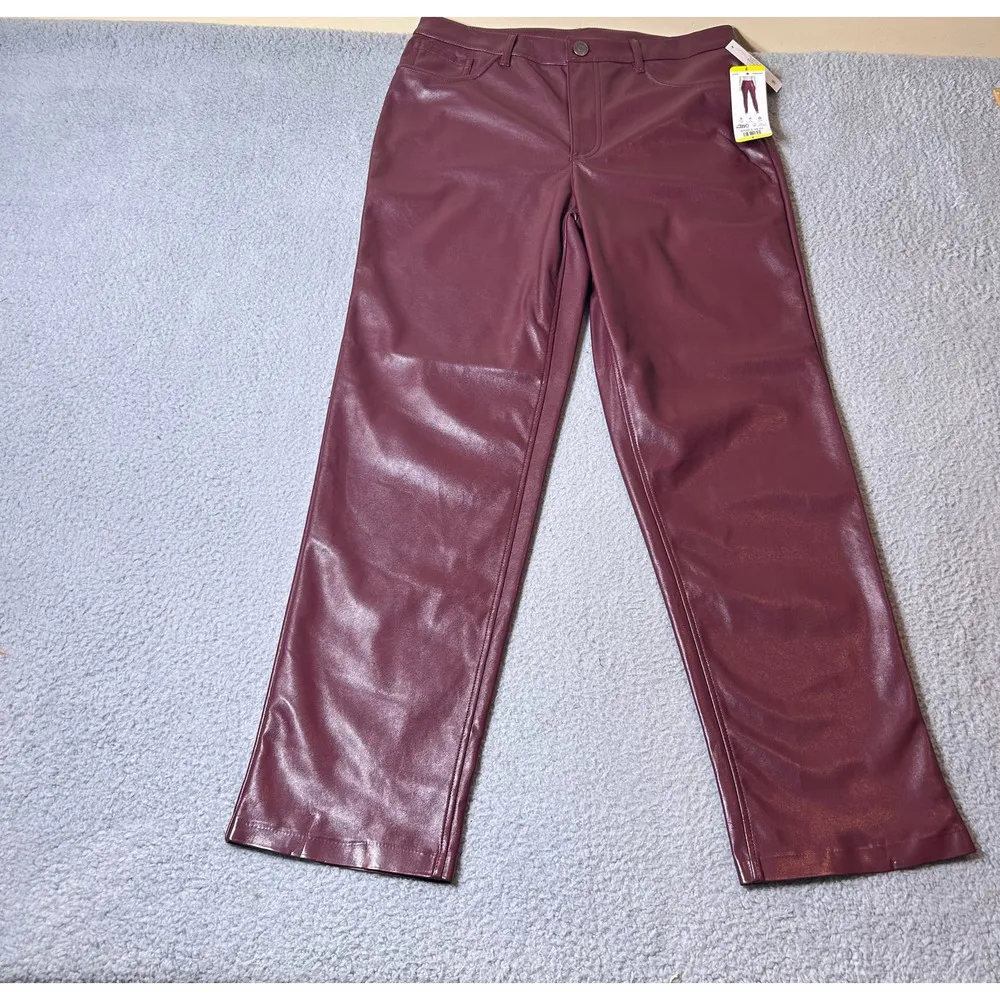 Joie‎ Pants Womens 8 Burgundy Straight Faux Leather Limited Edition Pants NEW - Image 3