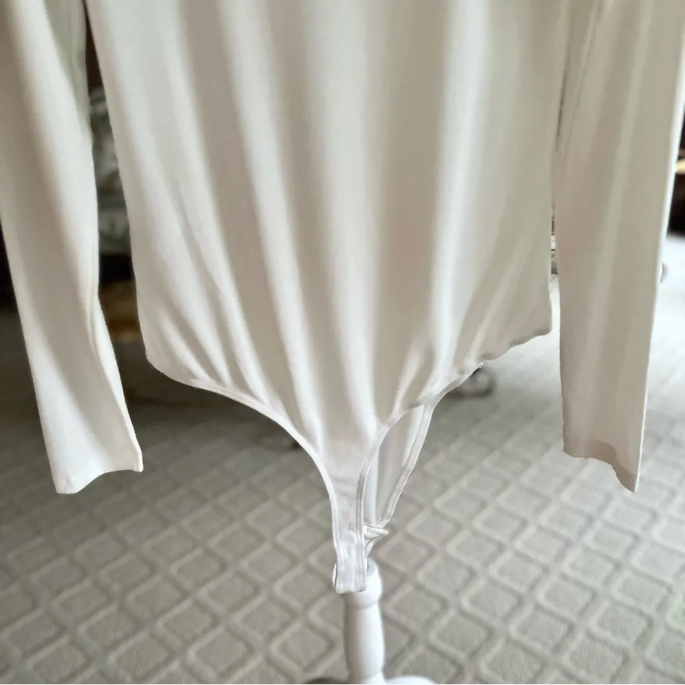 Elodie Nordstrom Bodysuit Ribbed Long Sleeve Ivory  NWOT XL Crewneck Knit - Image 9