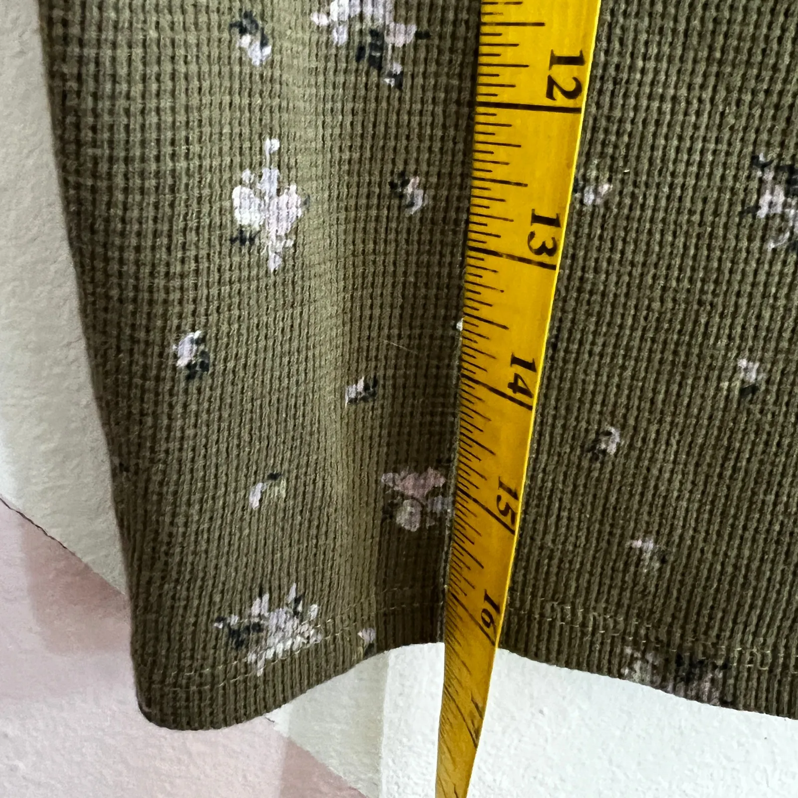 Green Waffle Knit‎ Floral Crop Top, Y2K, Cottagecore, Indie, Retro, Small - Image 5