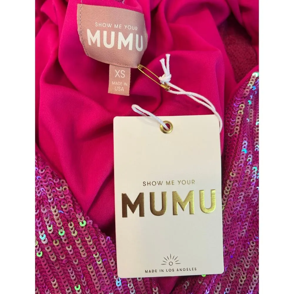 Show Me Your Mumu Party Hop Pink Disco Sequins Mini Dress XS NWT - Image 6