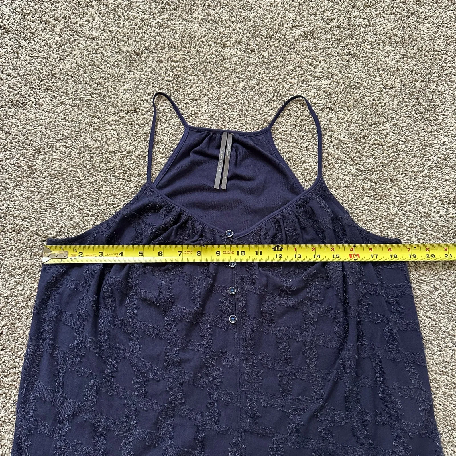 Anthropologie navy blue textured sleeveless tank top size M - Image 10