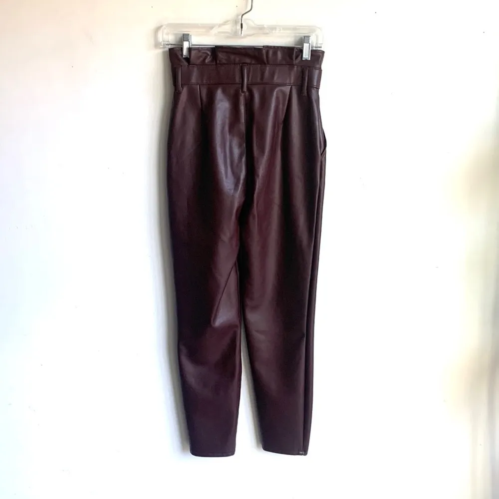 Abercrombie & Fitch Faux Leather Paper Bag Chocolate Brown Pants - Image 5