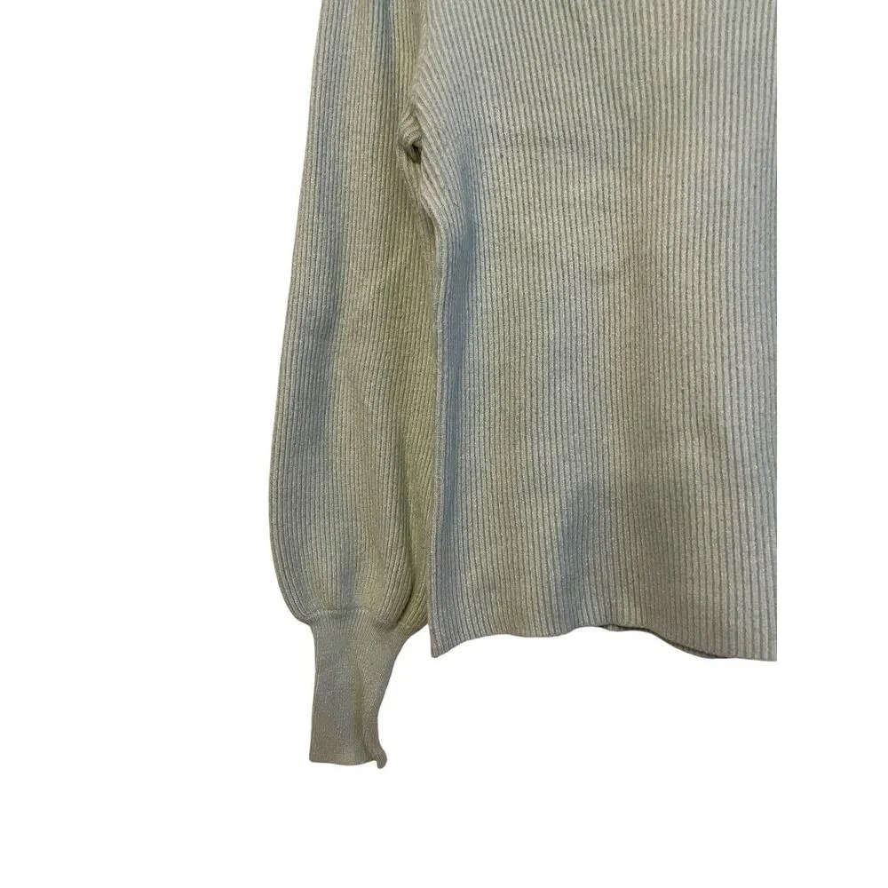 Line & Dot Revolve Ribbed Crew Neck Sweater Women Size Medium Light Blue Balloon - Image 4