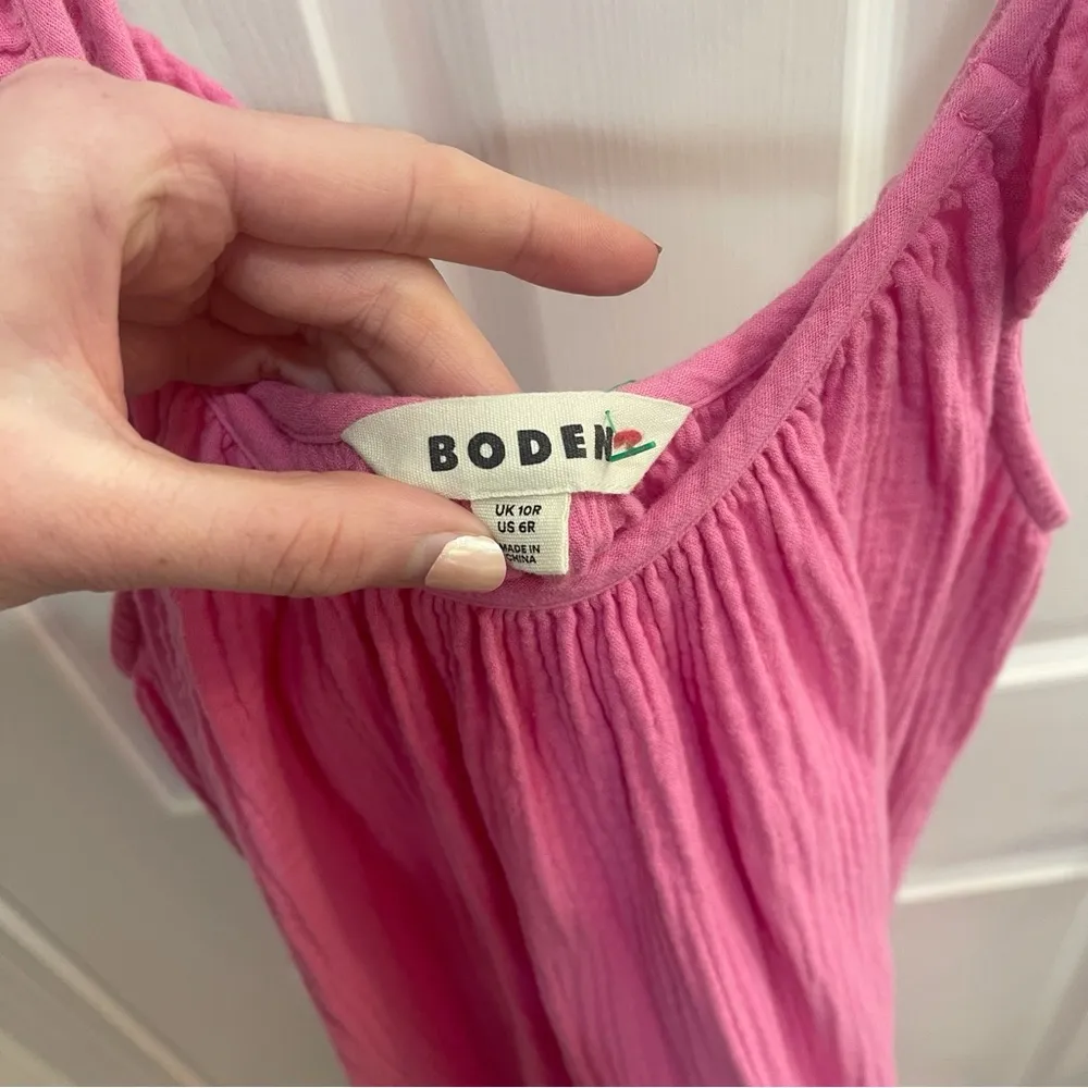 Boden Festival Pink Strappy Cheesecloth Dress Size 6 - Image 3