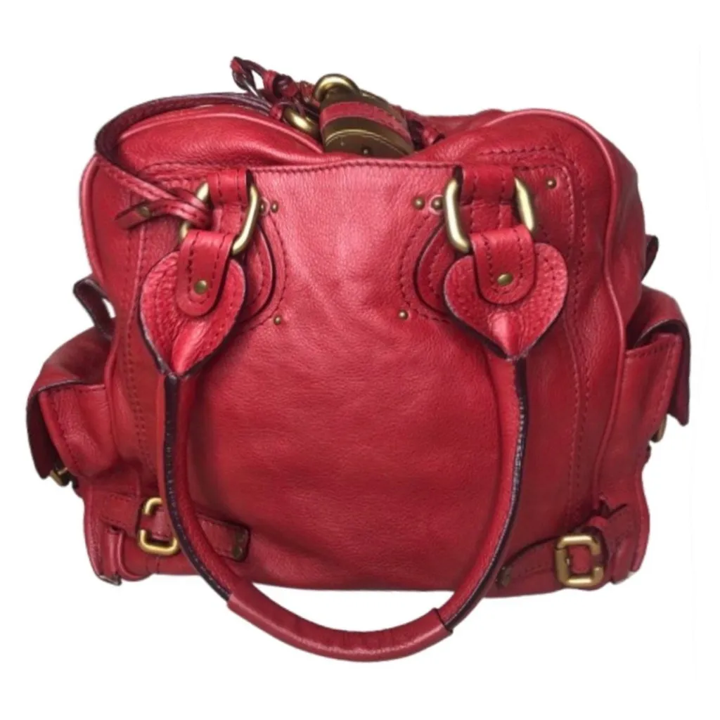 CHLOE Paddington Red Leather Lock Bag Comes with: Padlock Key COA Dust Bag - Image 4