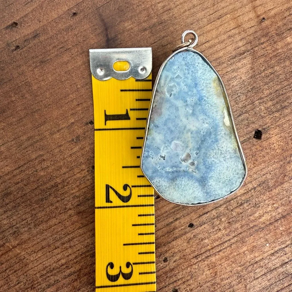 Large Raw Blue Larimar Necklace Pendant - Image 6
